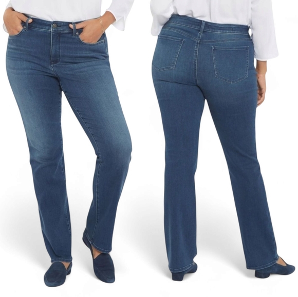 NYDJ Marilyn Straight Medium Wash Lift Tuck Blue Jeans - Picture 1 of 15